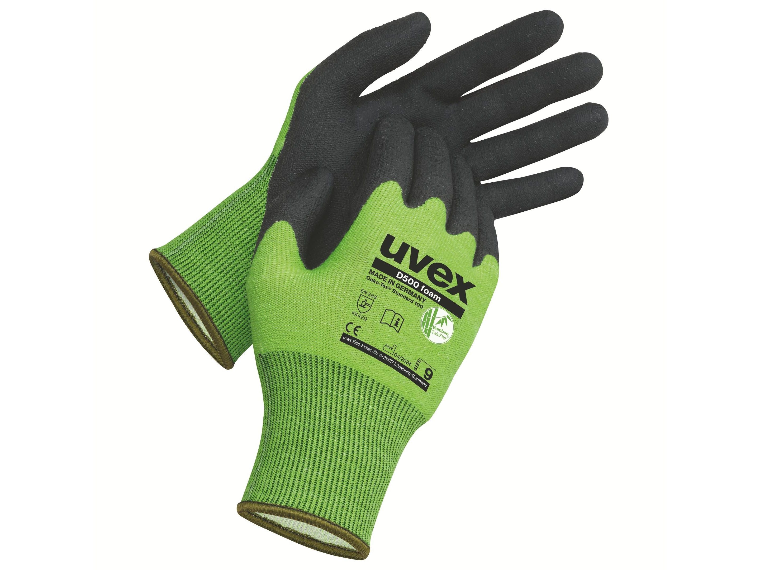 uvex D500 foam Schnittschutzhandschuh, Vorratspack 10 Paar (Cut Level D)