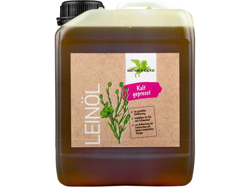 Reines Leinöl von Bense & Eicke für Pferde und Ponys in bester Qualität