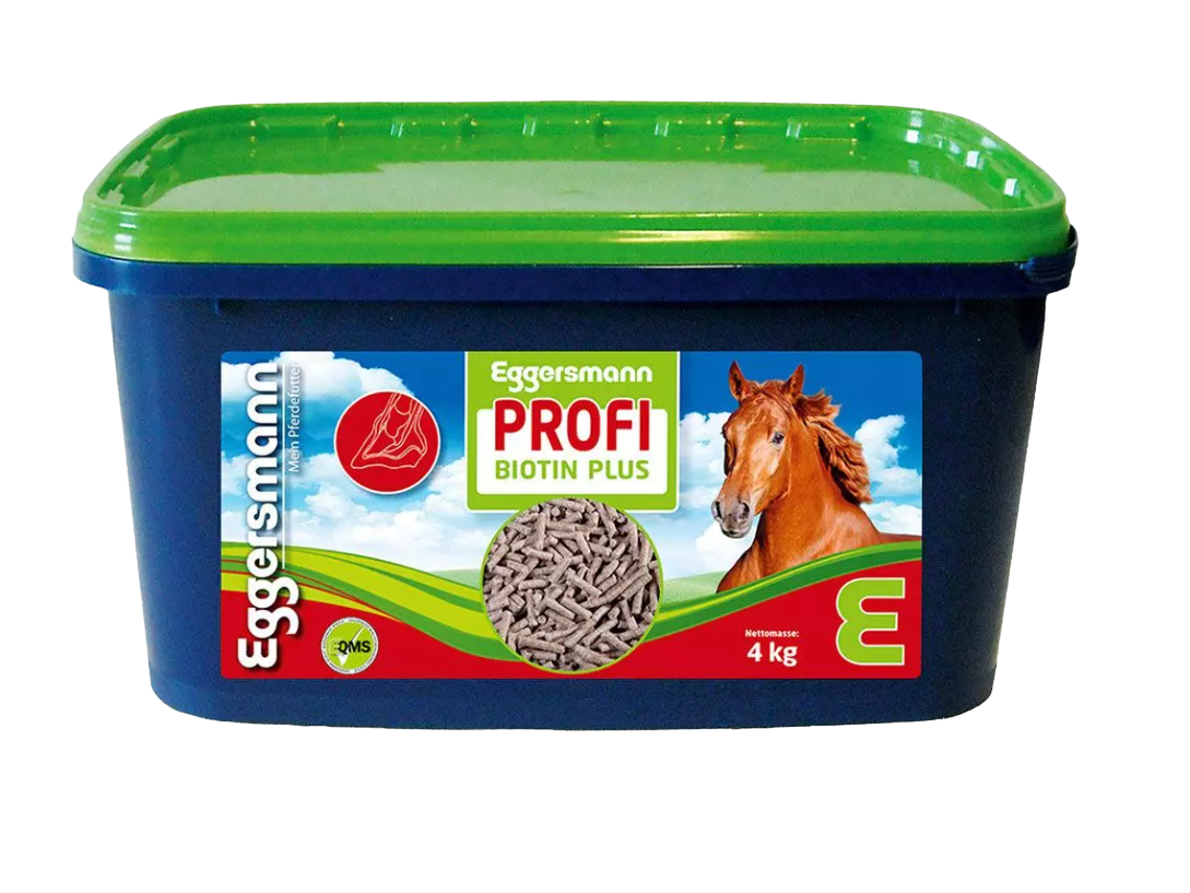 Eggersmann Profi Biotin Plus 4 kg, Ergänzungsfuttermittel für Pferde, ideal zur Unterstützung bei spröden Hufen, schlechter Hornqualität und stumpfem Fell regt die Hornbildung an – verbessert den Zusammenhalt des Hufhorns