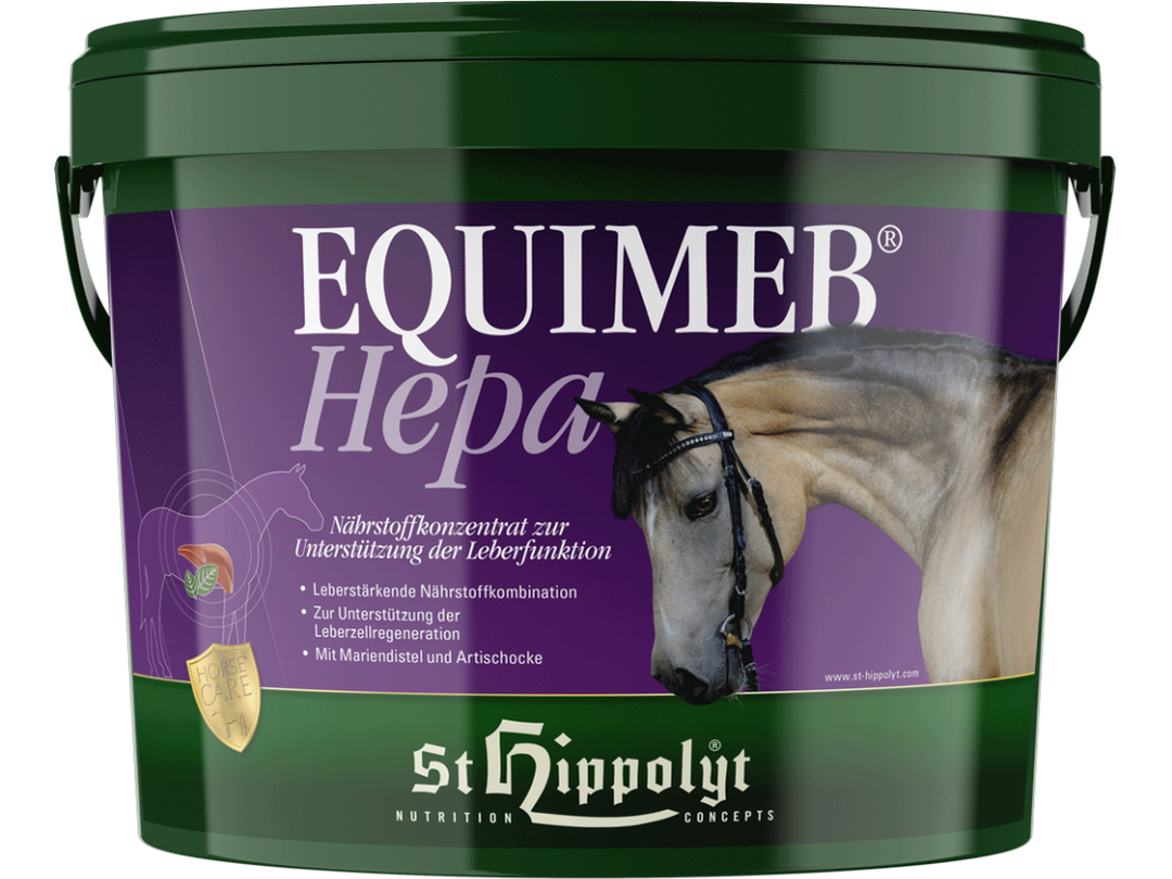 Equimeb Hepa liefert leberunterstützende Nährstoffe in erhöhter Konzentration zur Ergänzung der täglichen Krippenfutterration – damit können Pferde eine Unterstützung der Leberfunktion, unabhängig von Krippenfuttermenge oder –sorte, erhalten 