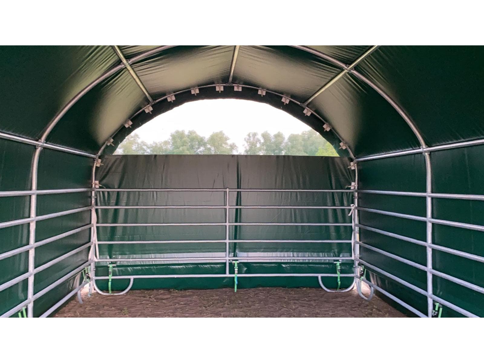 COVER ALL Mobile Cover Weideunterstand 4 x 4 m, dachfolie mit planenüberhang, giebel lang, giebel mit überhang, farbe grün