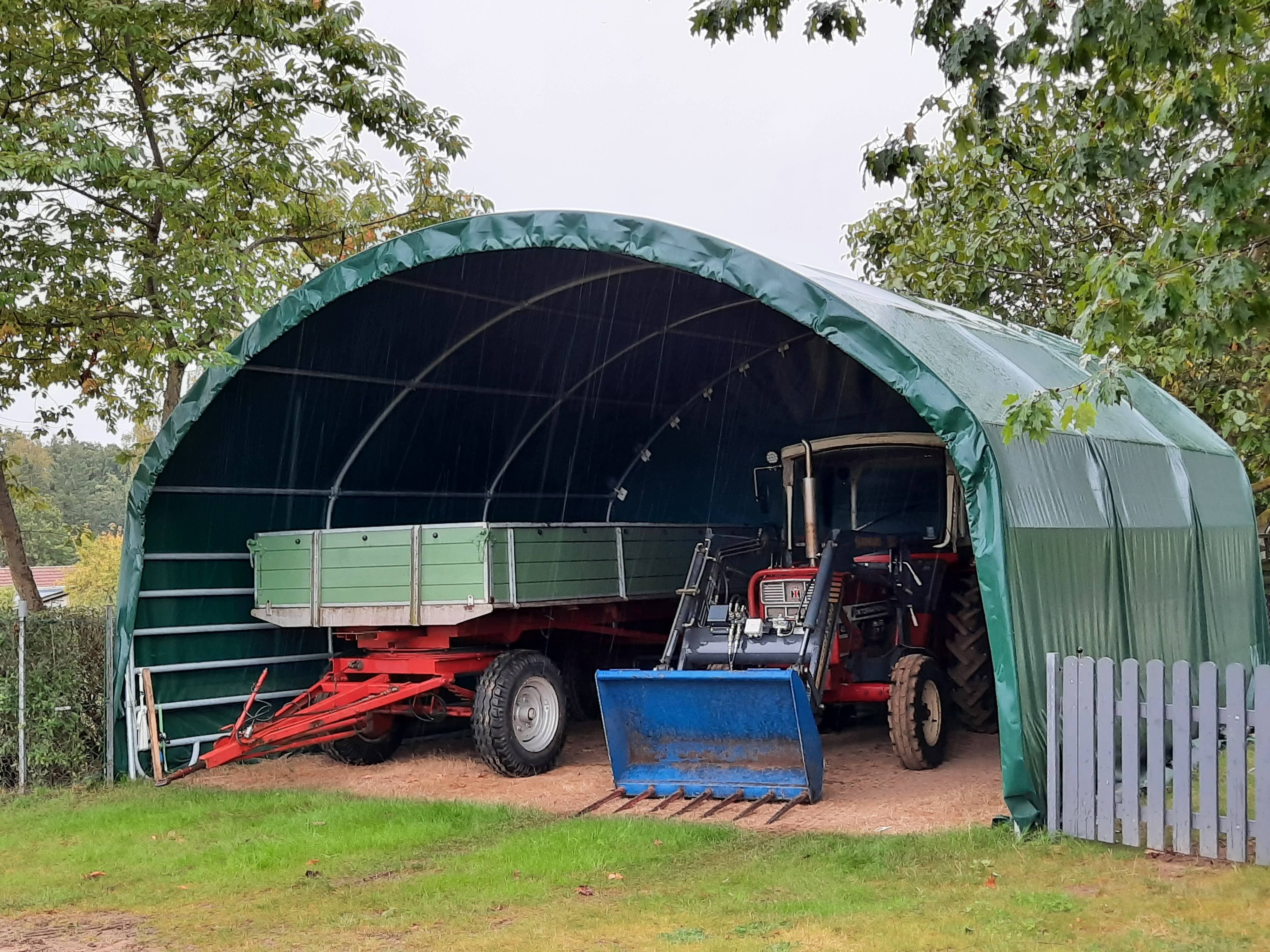 COVER ALL Mobile Cover Weideunterstand 6 x 6 m, dachfolie mit planenüberhang, giebel lang, giebel mit überhang, farbe grün