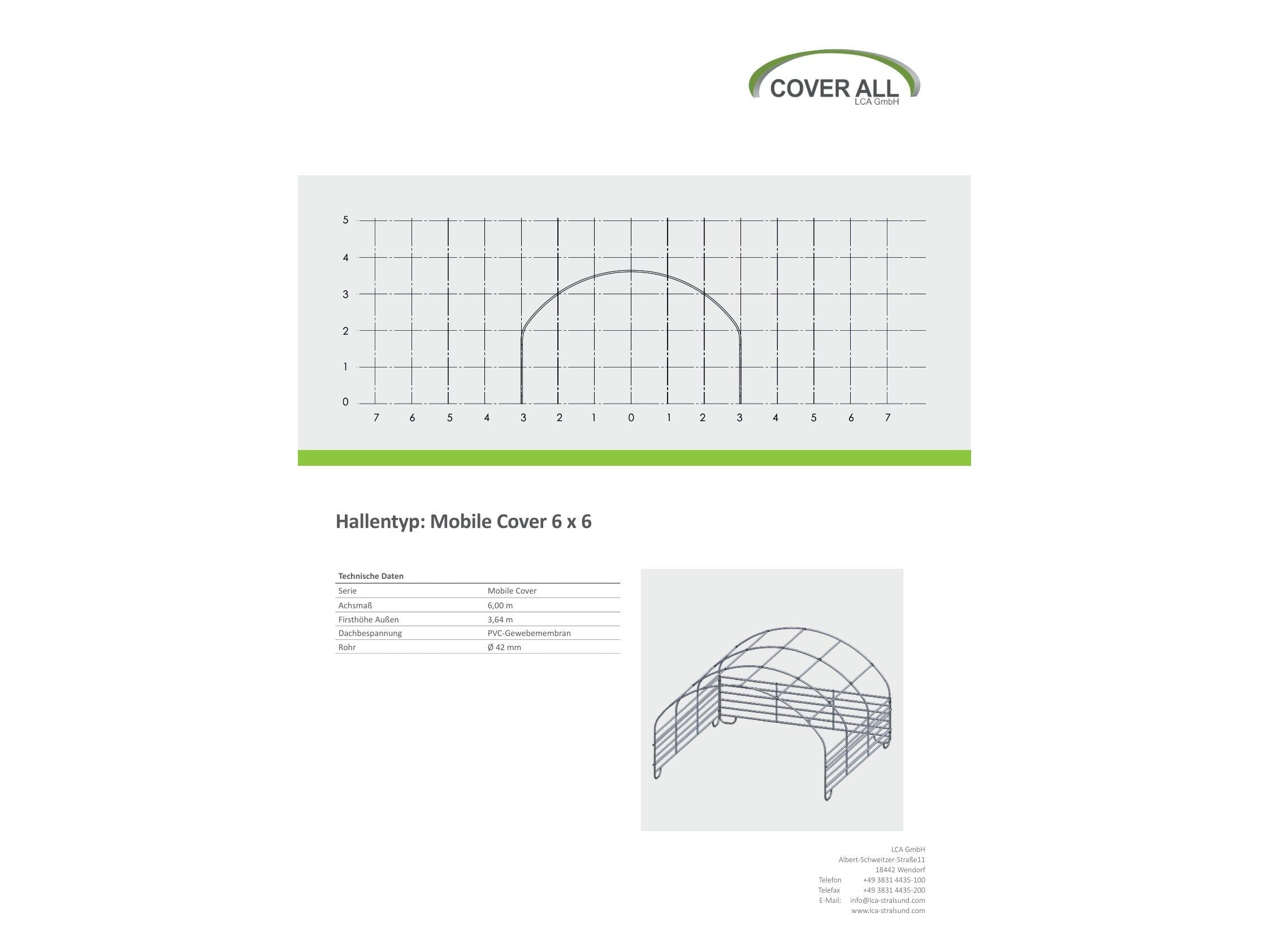 COVER ALL Mobile Cover Weideunterstand 6 x 6 m, technische zeichnung
