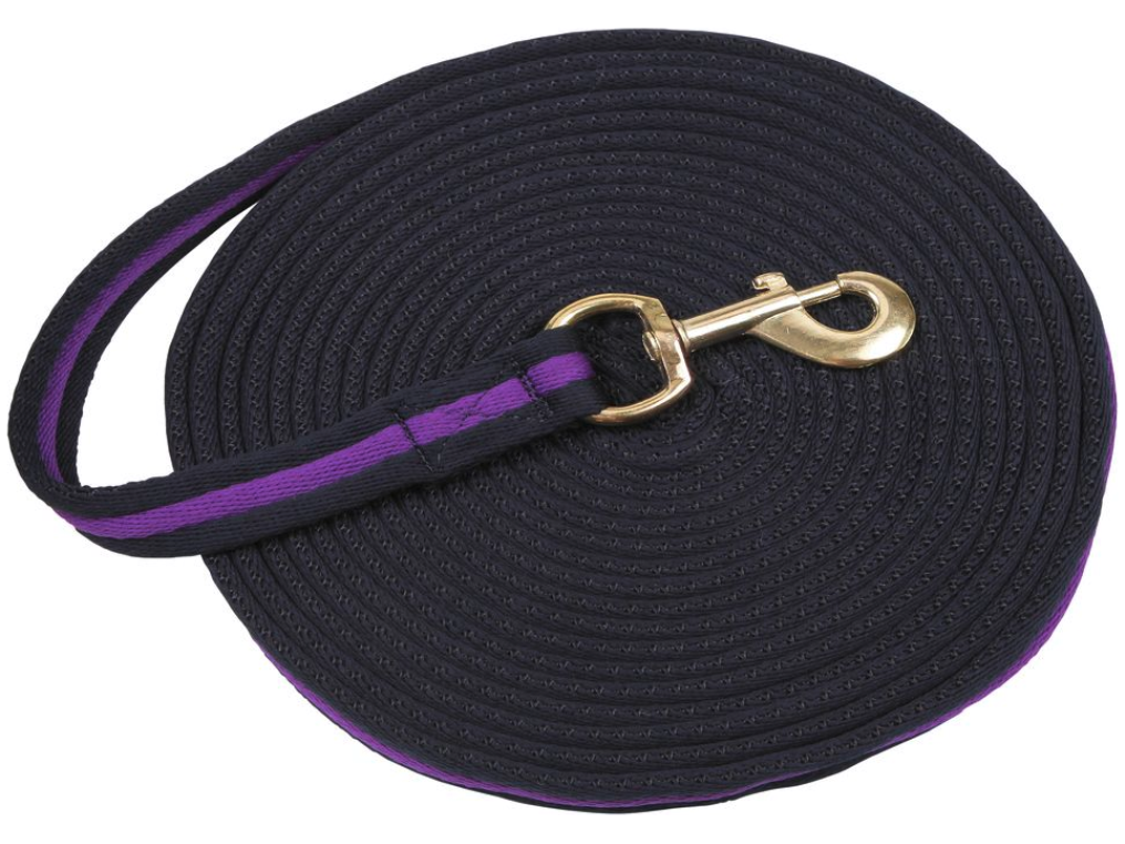 Softlonge aus weichem Mischgewebe • weiches Mischgewebe für angenehmen Griff • mit großer Handschlaufe und Drehkarabiner Länge: 8 Meter Farbe: blau / violett