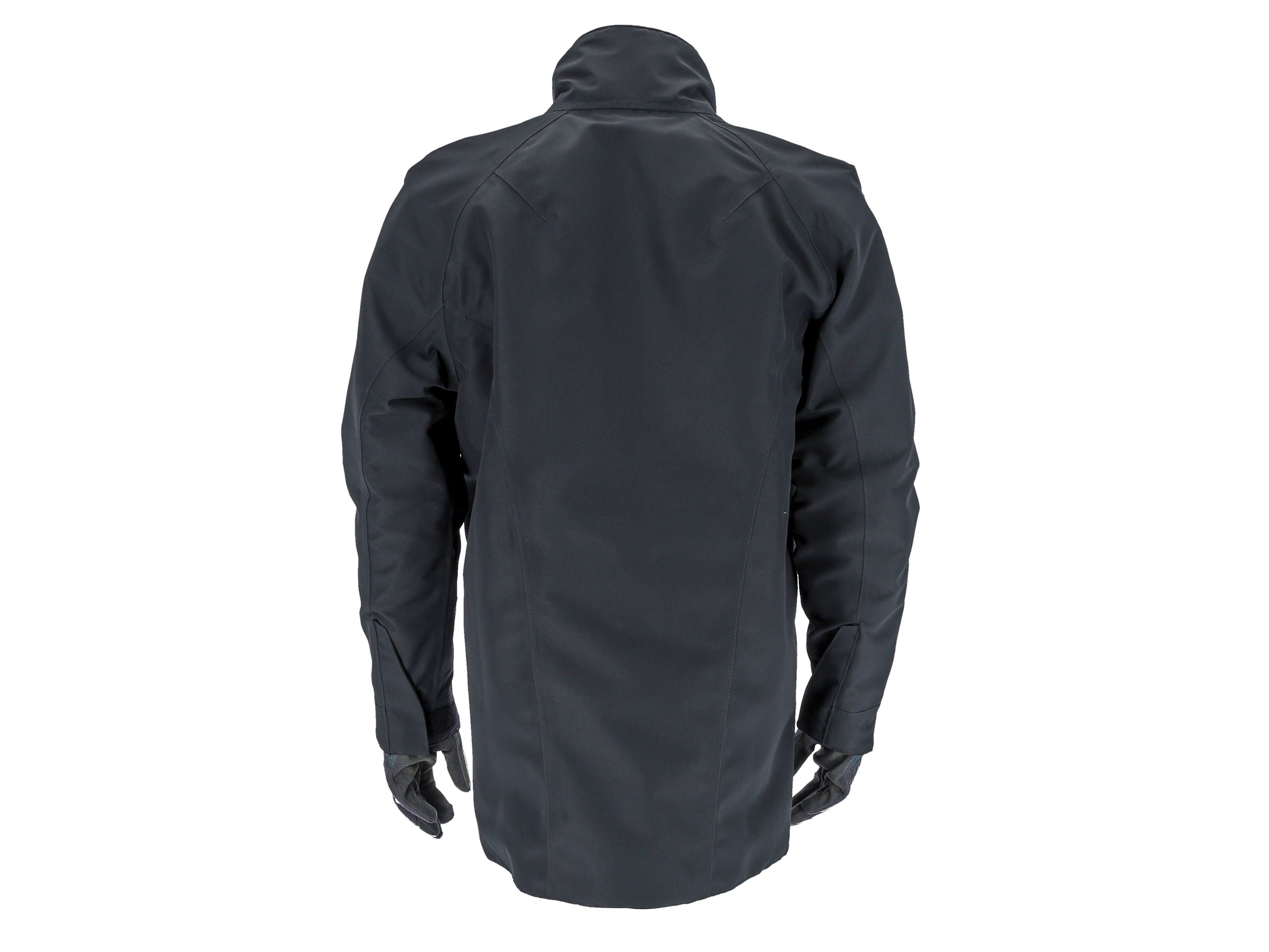 3PF Einsatzjacke Herren Anthrazit, Rückansicht, langer Schnitt und Schutzlage am Oberkörper