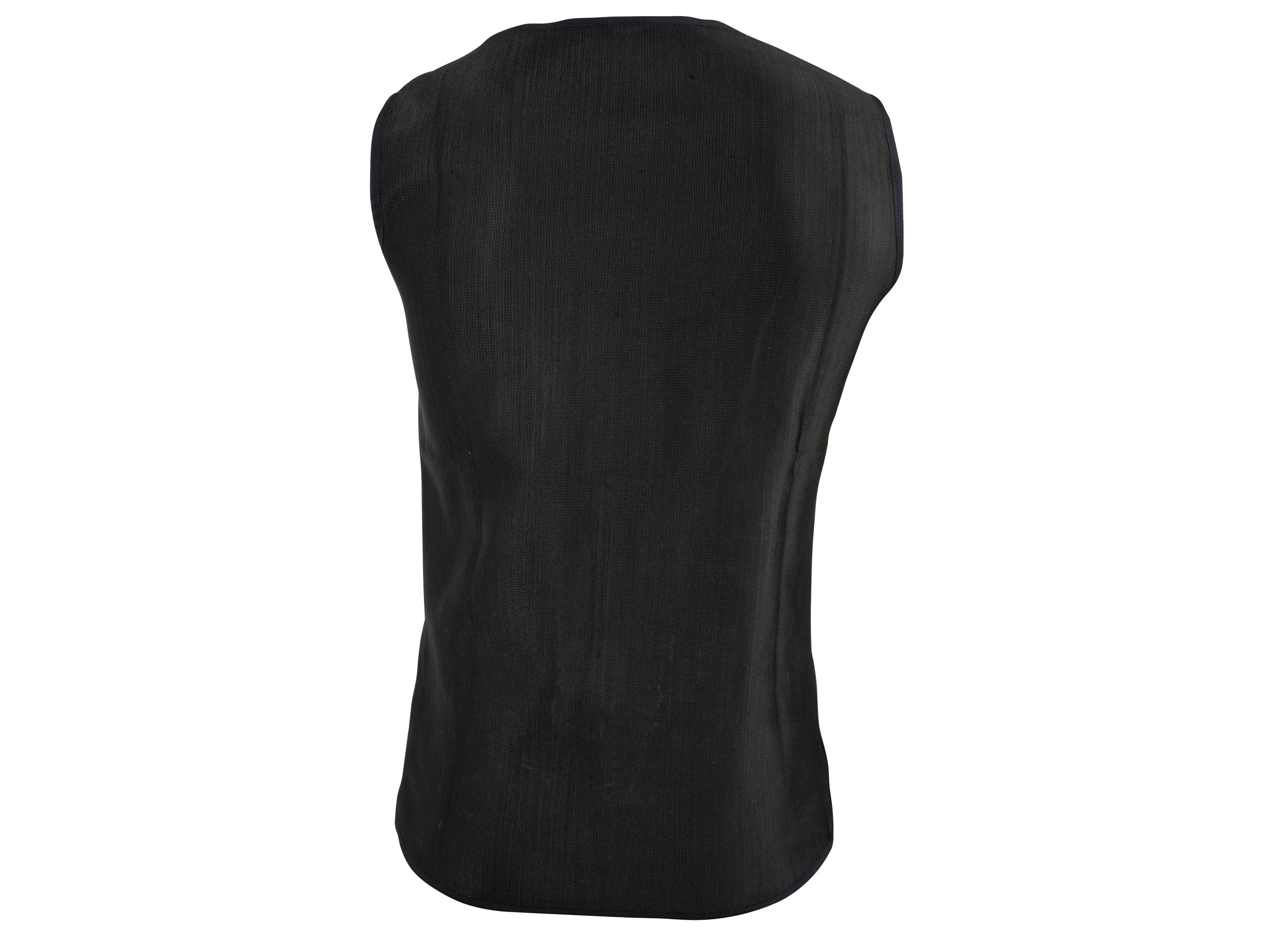 3PF ärmelloses Stich- und Schnittschutz-Shirt in Schwarz, Rückansicht, Schutzbereich Rücken und Flanken
