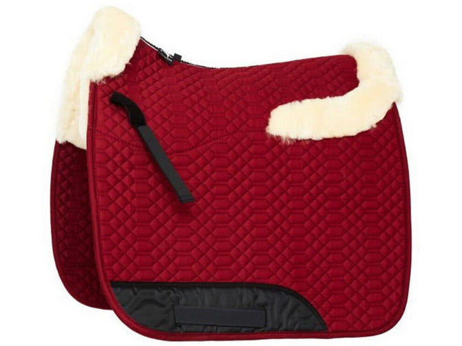 Angel - tapis de selle en cuir d'agneau avec bord en fourrure à l'avant et à l'arrière et fourrure en position selle