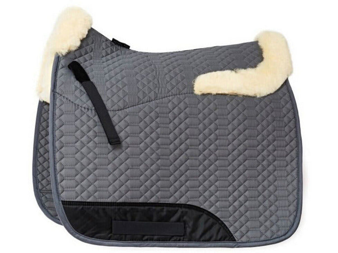 Angel - tapis de selle en cuir d'agneau avec bord en fourrure à l'avant et à l'arrière et fourrure en position selle