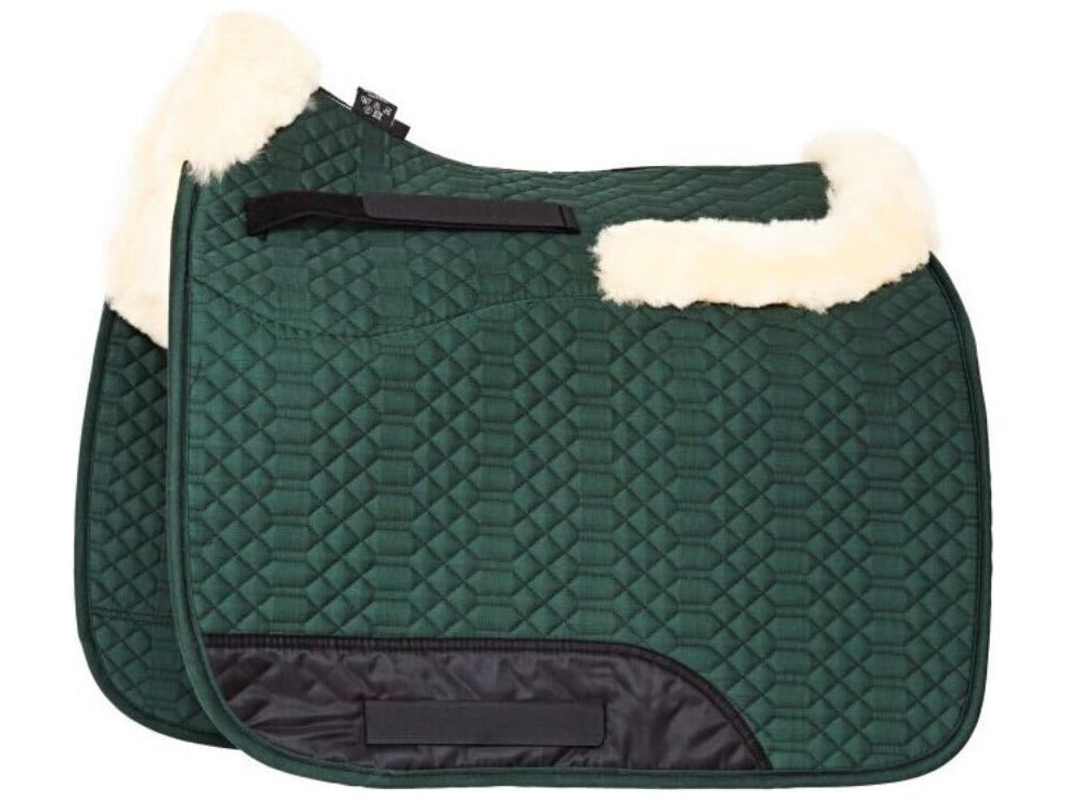 Angel - tapis de selle en cuir d'agneau avec bord en fourrure à l'avant et à l'arrière et fourrure en position selle