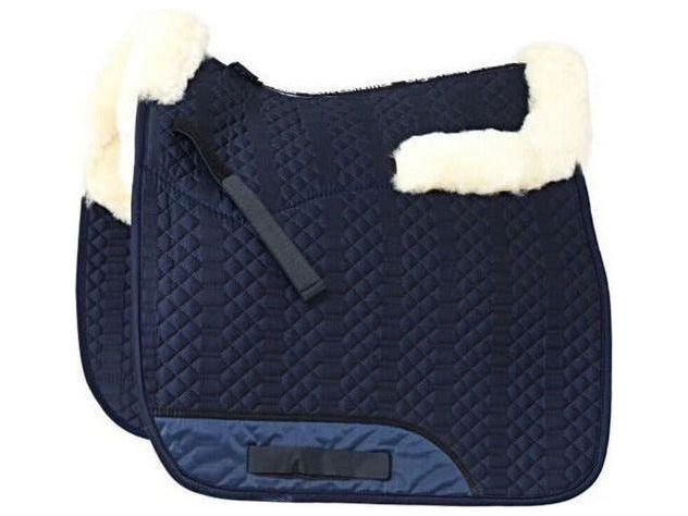 Angel - tapis de selle en cuir d'agneau avec bord en fourrure à l'avant et à l'arrière et fourrure en position selle