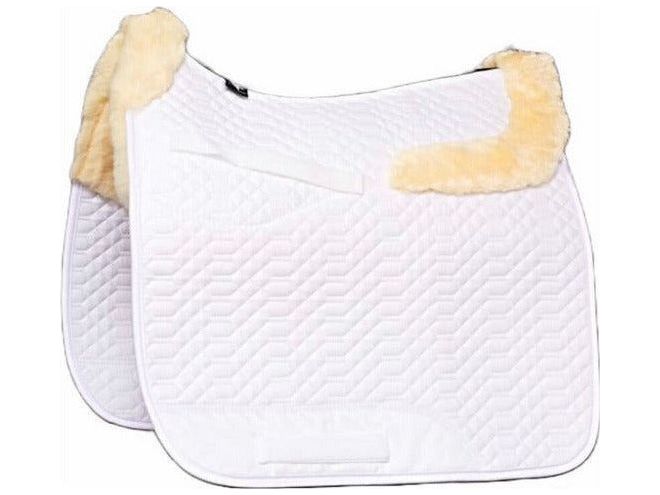 Angel - tapis de selle en cuir d'agneau avec bord en fourrure à l'avant et à l'arrière et fourrure en position selle
