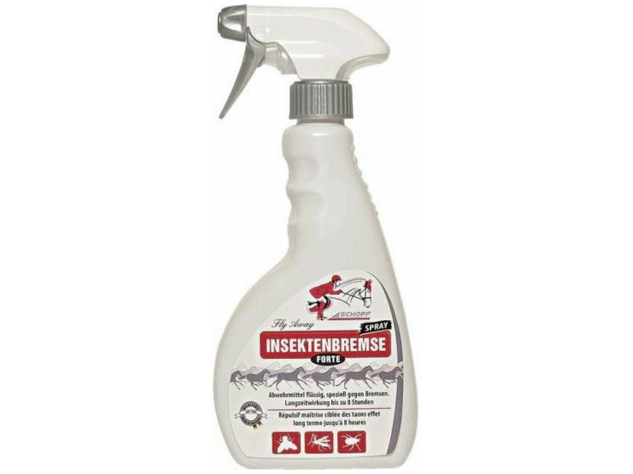 Schopf Insektenbremse Smoke forte hält, auf Stallwände und Flächen aufgesprüht wirkungsvoll Fliegen bis zu 24 Stunden fern.    Eigenschaften: Insektizid gegen Fliegen Dauerwirkung bis zu 24 Stunden die Sofortwirkung tritt nach ca. 10 Minuten ein langanhaltend